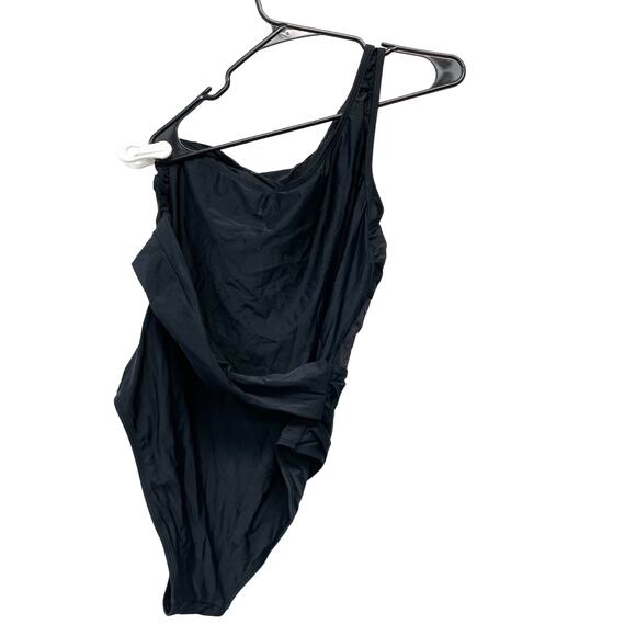Cupshe Women's Black One Shoulder Tummy Control Cut Out One Piece Swimsuit L - Picture 4 of 7